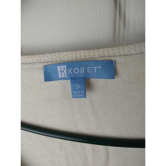 Koret Cream 3/4 Sleeve Geometric Knit Open Cardigan. Size 3X - Picture 7 of 10
